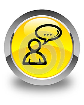 Social network icon glossy yellow round button