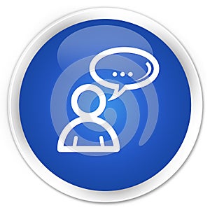 Social network icon premium blue round button