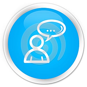 Social network icon premium cyan blue round button