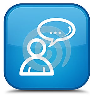 Social network icon special cyan blue square button
