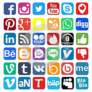 Social Network Icon Web Buttons, Vector