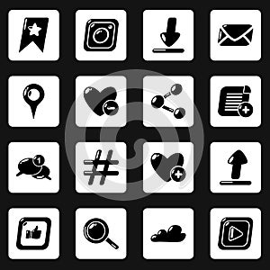 Social network icons set, simple style