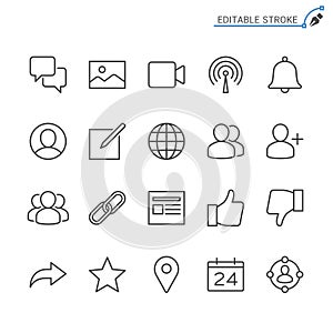 Social network outline icon set