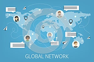 Social network scheme. Global connection between people