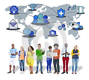 Social Network Sharing Global Communications Connection Concept