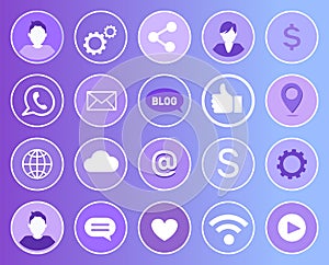 Social Network Signs Icons Vector Illustration