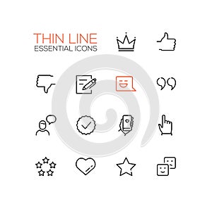 Social Network Signs - Thin Line Icons Set