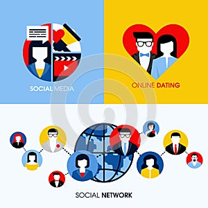 Social network, social media and online dating concepts