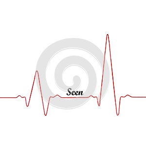 The social network stress. Heartbeat rhythm graph on a white background. Seen.