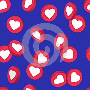 Social network symbol seamless pattern. Like and thumbs up icons isolated on transparent background. Counter