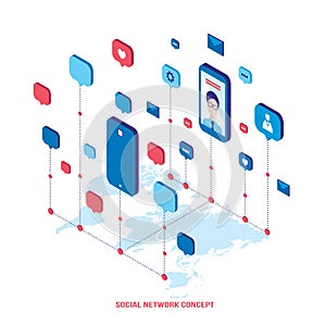 Social network and technology concept Global communication by smart phone mobile internet