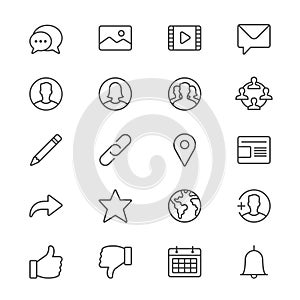 Social network thin icons