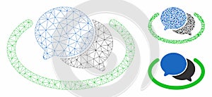 Social Network Vector Mesh Wire Frame Model and Triangle Mosaic Icon