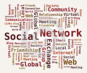 Social Network Word Cloud, Internet Community, Marketing Trends, Beige Background