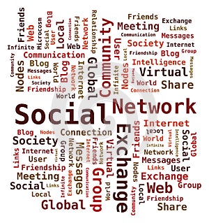 Social Network Word Cloud, Internet Community, Marketing Trends, White Background