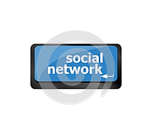 Social network word on computer keyboard key button