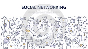 Social Networking Doodle Banner