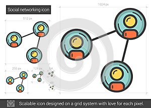 Social networking line icon.