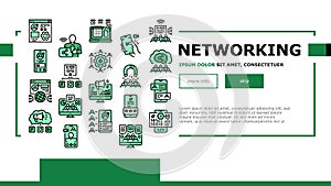 Social Networking Online App Landing Header Vector