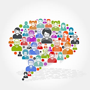 Social networking - speech bubble made of people