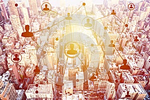 Social networking technologies above a city