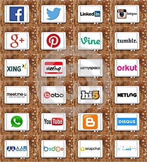 Social media networking websites logos and brands