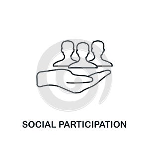 Social Participation outline icon. Thin line element from crowdfunding icons collection. UI and UX. Pixel perfect social