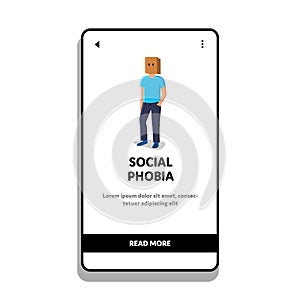 Social Phobia Problem Man With Bag On Head Vector