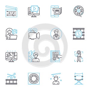 Social press linear icons set. Instagram, Facebook, Twitter, LinkedIn, Snapchat, TikTok, Pinterest line vector and photo