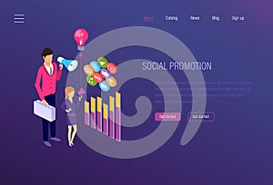 Social promotion, social media marketing, analytics, digital targeted advertising. photo