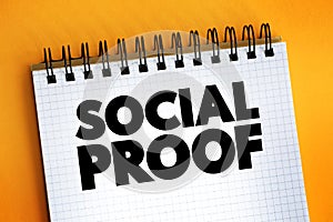 Social Proof text quote on notepad, concept background
