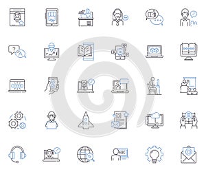 Social psychology line icons collection. Attitudes, Conformity, Socialization, Prejudice, Stereotypes, Groupthink