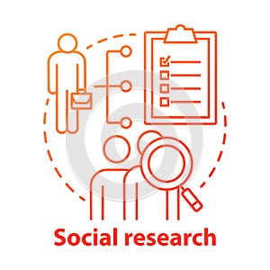 Social research concept icon. Sociology idea thin line illustration. Sociological quantitative analysis. Social poll