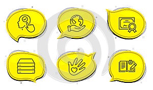 Social responsibility, Engineering documentation and Select user icons set. Servers sign. Vector