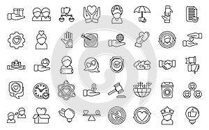 Social responsibility icons set outline vector. Friend care