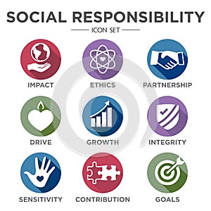 Social Responsibility Solid Icon Set