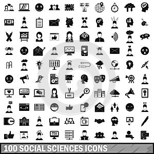 100 social sciences icons set, simple style photo