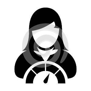 Social score icon score meter vector female user person profile avatar symbol for in a glyph pictogram