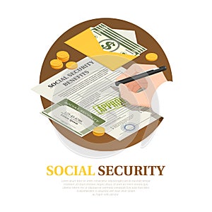 Social Security Benefits Isometric Composition
