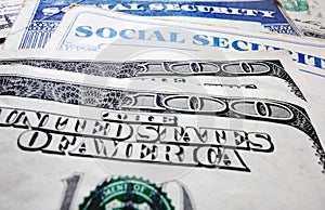 Social Security cards and money