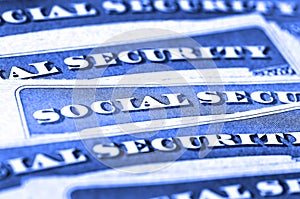 Social Security Cards Representing Finances and Retirement