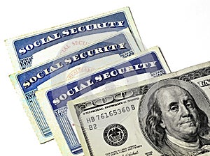 Social Security Cards Representing Finances and Retirement