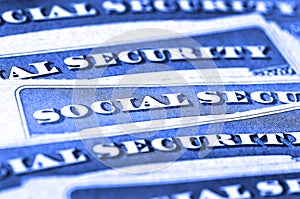 Social Security Cards Representing Finances and Retirement photo