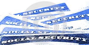 Social Security Cards Representing Finances and Retirement photo