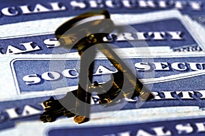 Social Security Cards Representing Retirement Keys