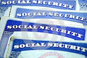 Social Security Cards Symbolizing Benefits for Elderly United Stated