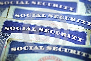 Social Security Cards Symbolizing Benefits for Elderly United Stated photo