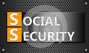 Social security concept on mesh hexagon background