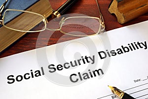 Social security disability claim on a table.