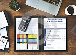 Social Security Enrollment Form Document Concept